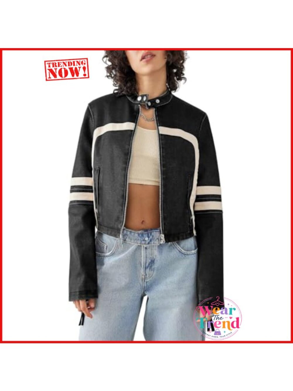 Women's Faux Leather Cropped Moto Biker Jacket Racer Coat